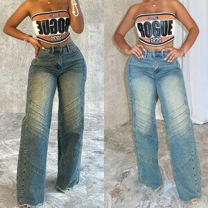 Edge Clothing panel vintage wash jeans